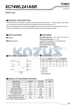 XC74WL241ASR datasheet - CMOS Logic