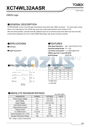 XC74WL32AASR datasheet - CMOS Logic
