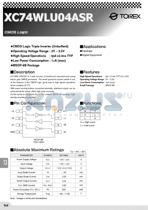 XC74WLU04ASR datasheet - CMOS Logic