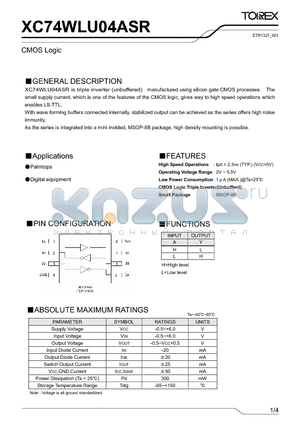 XC74WLU04ASR_001 datasheet - CMOS Logic