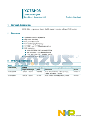 XC7SH08 datasheet - High-speed Si-gate CMOS device, 2-input AND function