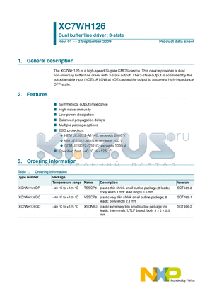 XC7WH126DC datasheet - High-speed Si-gate CMOS device, dual non-inverting buffer/line driver with 3-state output