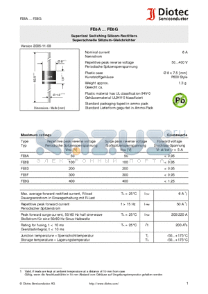 FE6B datasheet - Superfast Switching Silicon-Rectifiers