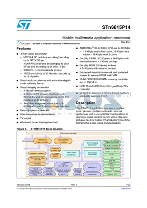 STN8815D0P14H11E datasheet - Mobile multimedia application processor