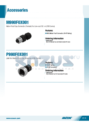 M990FOX001 datasheet - Water-Proof Cap Connector (Female) For Line-out/ DC -in (FOX Series)