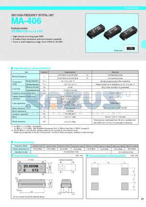MA-406 datasheet - SMD HIGH-FREQUENCY CRYSTAL UNIT