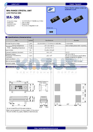 MA-306 datasheet - MHz RANGE CRYSTAL UNIT LOW PROFILE SMD
