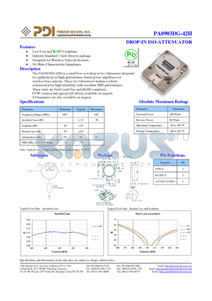 PA0903DG-42H datasheet - DROP-IN ISO-ATTENUATOR