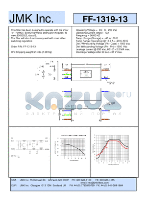 FF-1319-13 datasheet - Operating Voltage = DC to 250 Vac Operating Current (Max)= 13A