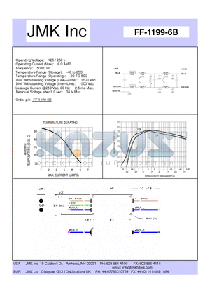 FF-1199-6B datasheet - Operating Voltage: 125 / 250 v~ Operating Current (Max): 6.0 AMP