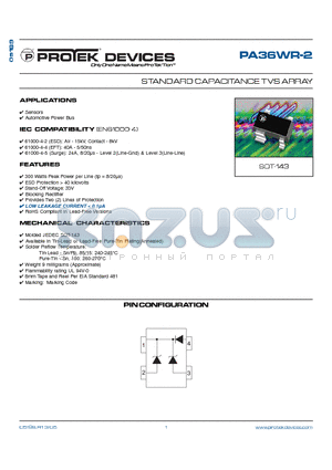 PA36WR-2 datasheet - STANDARD CAPACITANCE TVS ARRAY