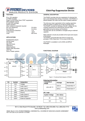 PA4401 datasheet - Click-Pop Suppression Device