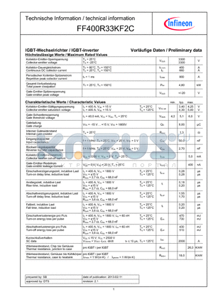 FF400R33KF2C datasheet - Technische Information