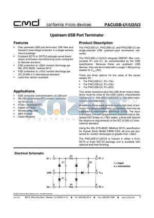 PACUSB-U3R datasheet - Upstream USB Port Terminator