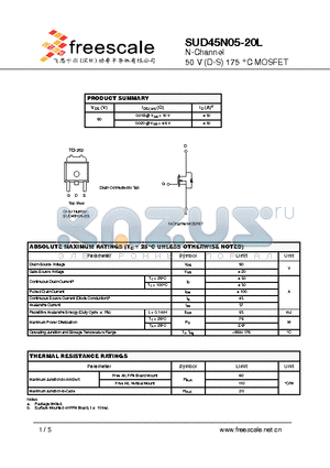 SUD45N05-20L datasheet - N-Channel 50 V (D-S) 175 `C MOSFET