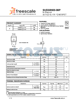 SUD50N03-06P datasheet - N-Channel 30 V (D-S) 175 `C MOSFET