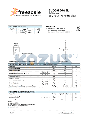 SUD50P06-15L datasheet - P-Channel 60 V (D-S) 175 `C MOSFET