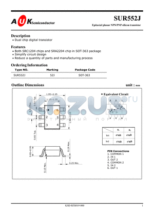 SUR552J datasheet - Epitaxial planar NPN/PNP silicon transistor