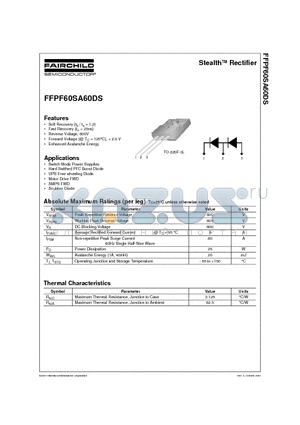 FFPF60SA60DS datasheet - Stealth Rectifier