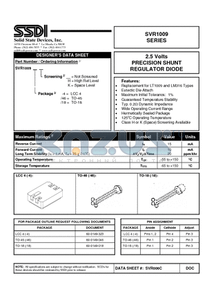 SVR1009_1 datasheet - PRECISION SHUNT REGULATOR DIODE