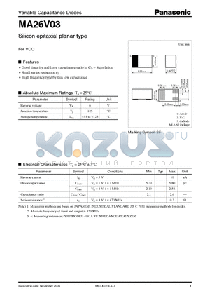 MA26V03 datasheet - Silicon epitaxial planar type