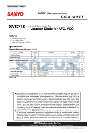 SVC710 datasheet - Silicon Diffused Junction Type Varactor Diode for AFC, VCO