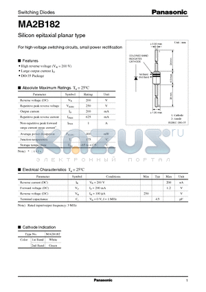 MA2B182 datasheet - Silicon epitaxial planar type