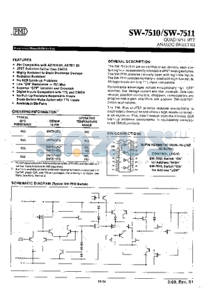 SW-7511 datasheet - QUAD SPST JFET ANALOG SWITCHES