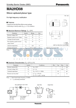 MA2HD08 datasheet - Schottky Barrier Diodes (SBD)