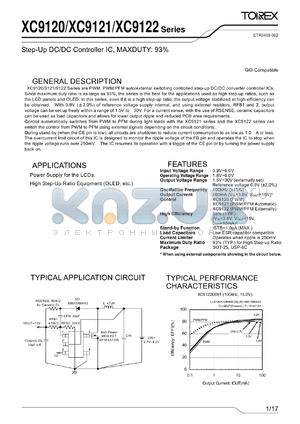 XC9120D091EL datasheet - Step-Up DC/DC Controller IC,