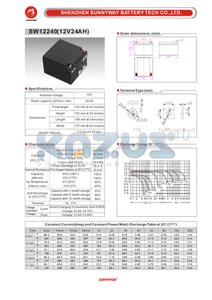 SW12240 datasheet - General Battery