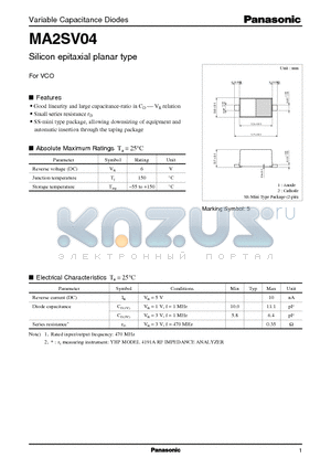 MA2SV04 datasheet - Silicon epitaxial planar type