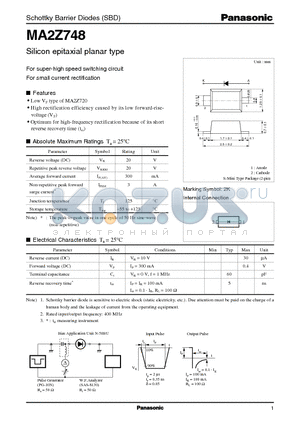 MA2Z748 datasheet - Silicon epitaxial planar type