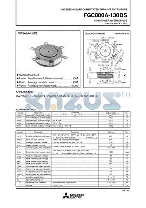 FGC800A-130DS datasheet - HIGH POWER INVERTER USE PRESS PACK TYPE