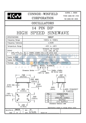 SW645 datasheet - 14 PIN DIP HIGH SPEED SINEWAVE