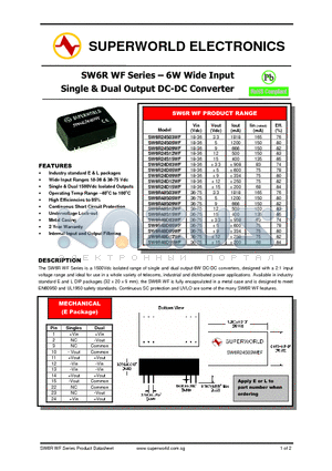SW6R24S03WF datasheet - 6W Wide Input Single & Dual Output DC-DC Converter