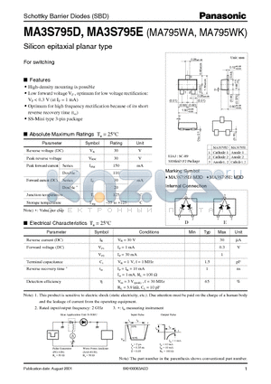 MA3S795E datasheet - Schottky Barrier Diodes (SBD)