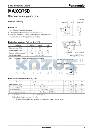 MA3X075D datasheet - Silicon epitaxial planar type