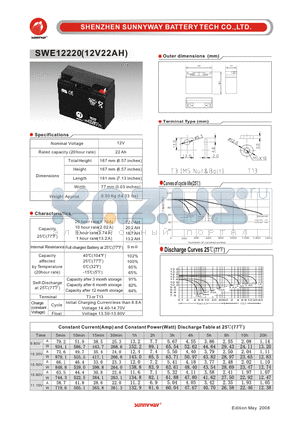 SWE12220 datasheet - Deep cycle battery