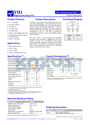 FH1 datasheet - High Dynamic Range FET