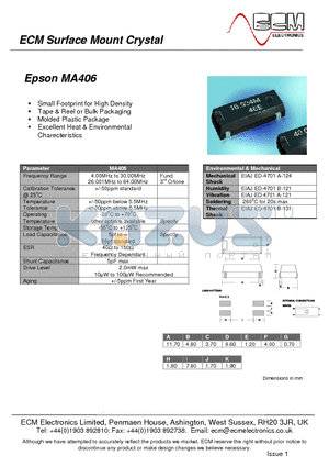 MA406 datasheet - ECM Surface Mount Crystal