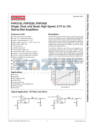 FHP3130 datasheet - Single, Dual, and Quad, High Speed, 2.7V to 12V, Rail-to-Rail Amplifiers