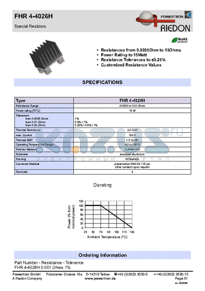FHR4-4026H datasheet - Special Resistors