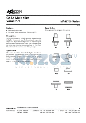 MA48705E datasheet - GaAs Multiplier Varactors