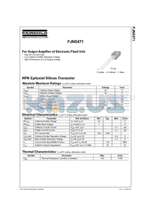 FJN5471 datasheet - NPN Epitaxial Silicon Transistor