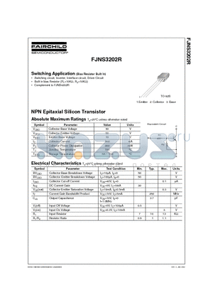 FJNS3202R datasheet - NPN Epitaxial Silicon Transistor