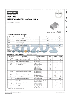 FJX3904TF datasheet - NPN Epitaxial Silicon Transistor