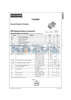 FJX3906 datasheet - General Purpose Transistor