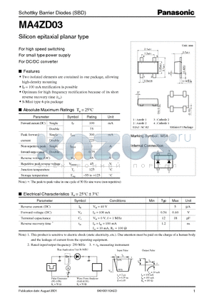 MA4ZD03 datasheet - Schottky Barrier Diodes (SBD) Silicon epitaxial planar type