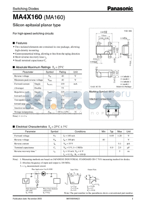 MA4X160 datasheet - Switching Diodes